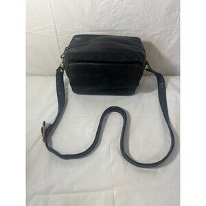 Lauren Alexandra vintage black leather crossbody purse camera bag